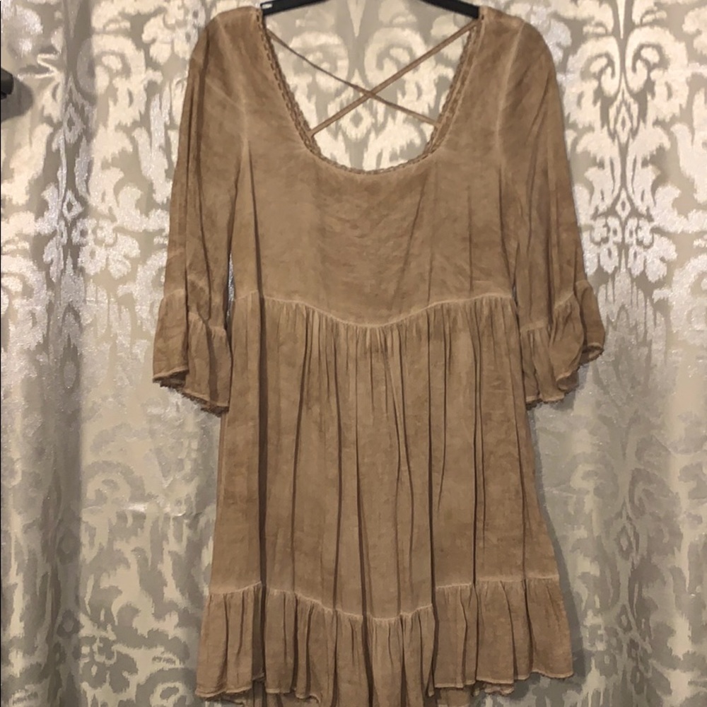 Black Swan Brown Ruffled Tunic Size Extra Small